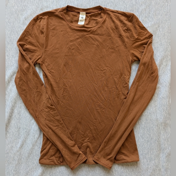 Lululemon Wundermost Ultra-Soft Nulu Crewneck Long-Sleeve Shirt in Sable - Picture 5 of 10